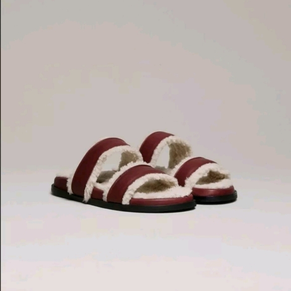 M. Gemi New The Aida Fur Strappy Sandals Red Size 8 Women’s RARE - Picture 1 of 8